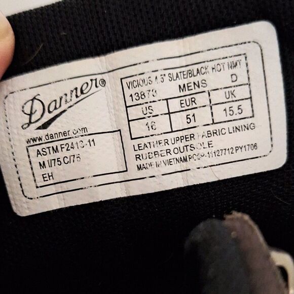 Danner Men's Workboots Vibrum Soles Leather Safety Toe Durable As-Is Size 16 - Picture 6 of 11